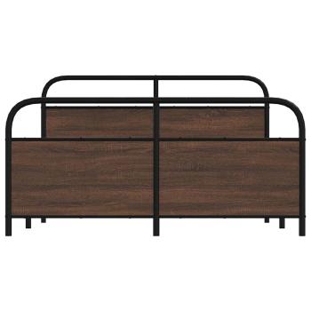 Metallbett ohne Matratze Braun Eichen-Optik 150x200 cm