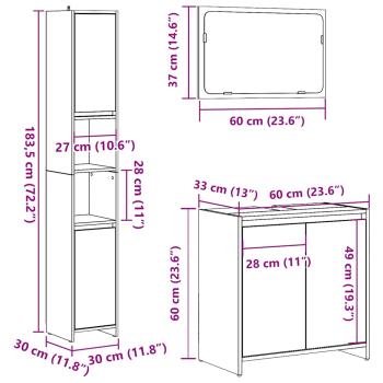 ARDEBO.de - 3-tlg. Badmöbel-Set Altholz-Optik Holzwerkstoff