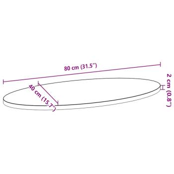 Tischplatte Dunkelbraun 80x40x2 cm Massivholz Eiche Oval