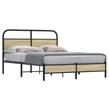 ARDEBO.de - Bettgestell ohne Matratze 135x190 cm Sonoma-Eiche Holzwerkstoff