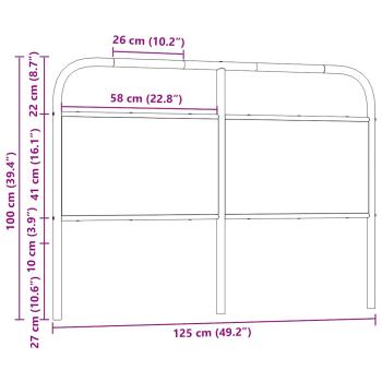 Kopfteil Braun Eichen-Optik 120 cm Stahl und Holzwerkstoff