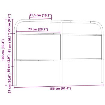 Kopfteil Räuchereiche 150 cm Stahl und Holzwerkstoff