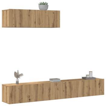 ARDEBO.de - 3-tlg. TV-Schrank-Set Wandmontage Artisan-Eiche Holzwerkstoff