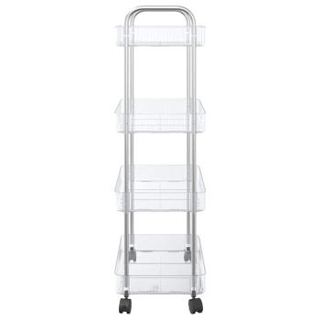 Aufbewahrungswagen 4 Etagen Transparent 37x28x95 cm Acryl