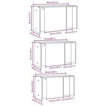 Satztische 3 Stk. Sonoma-Eiche Holzwerkstoff