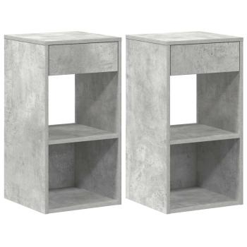Nachttische mit Schublade 2 Stk. Betongrau 35x34x66,5 cm