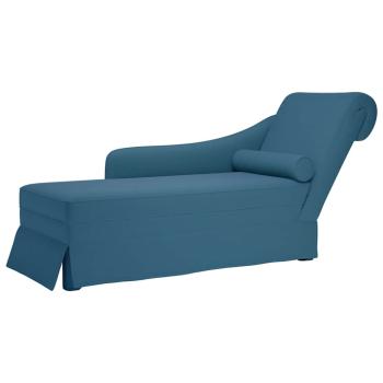 ARDEBO.de - Chaiselongue mit Nackenrolle und Rechter Armlehne Blau Samt