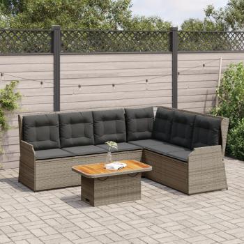ARDEBO.de - 5-tlg. Garten-Lounge-Set mit Kissen Grau Poly Rattan