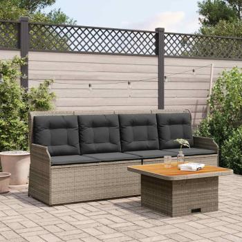 ARDEBO.de - 3-tlg. Garten-Lounge-Set mit Kissen Grau Poly Rattan