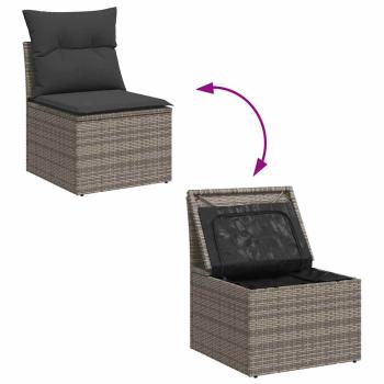 ARDEBO.de - 8-tlg. Garten-Sofagarnitur mit Kissen Grau Poly Rattan