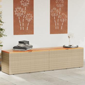 ARDEBO.de - Gartentruhe Beige 220x50x54 cm Poly Rattan Akazienholz