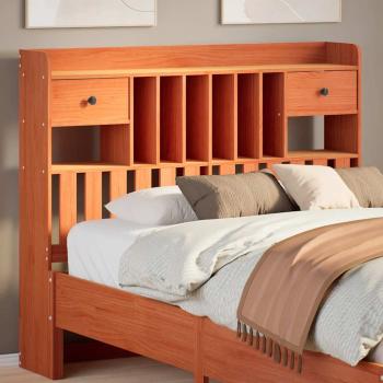 ARDEBO.de - Kopfteil mit Stauraum Wachsbraun 135 cm Massivholz Kiefer
