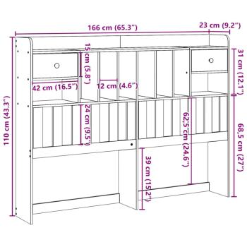 Kopfteil mit Stauraum 180 cm Massivholz Kiefer