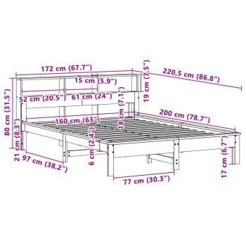 Massivholzbett ohne Matratze Weiß 160x200 Kiefernholz