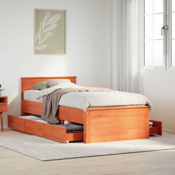 ARDEBO.de - Massivholzbett ohne Matratze mit Kopfteil 90x200 cm Wachsbraun