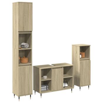 ARDEBO.de - 3-tlg. Badmöbel-Set Sonoma-Eiche Holzwerkstoff