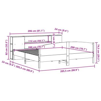 Massivholzbett mit Regal ohne Matratze Wachsbraun 200x200 cm
