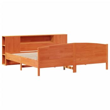 Massivholzbett mit Regal ohne Matratze Wachsbraun 200x200 cm