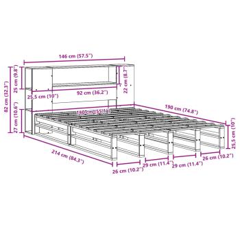 Massivholzbett mit Regal ohne Matratze Weiß 140x190 cm