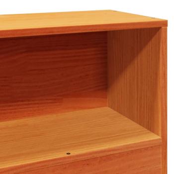 Massivholzbett mit Regal ohne Matratze Wachsbraun 100x200 cm