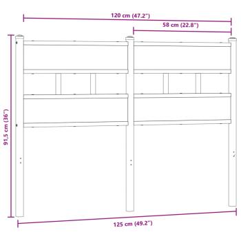 Kopfteil Räuchereiche 120 cm Eisen und Holzwerkstoff