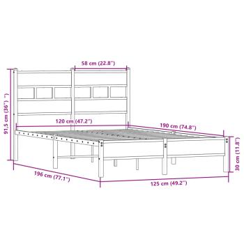 Bettgestell ohne Matratze Sonoma-Eiche 120x190 cm Holzwerkstoff