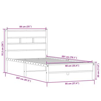 Bettgestell ohne Matratze Sonoma-Eiche 90x200 cm Holzwerkstoff
