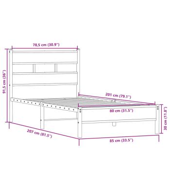 Bettgestell ohne Matratze Sonoma-Eiche 80x200 cm Holzwerkstoff