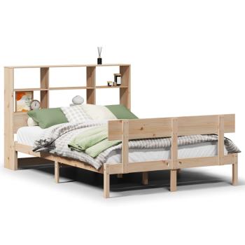 Massivholzbett mit Regal ohne Matratze 120x200 cm Kiefer