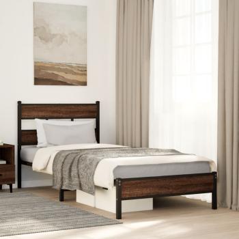 ARDEBO.de - Bettgestell ohne Matratze Braun Eiche 100x190 cm Holzwerkstoff