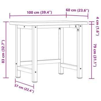 Werkbank 100x60x83 cm Massivholz Buche Rechteckig