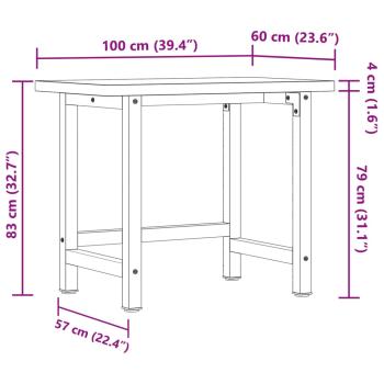 Werkbank 100x60x83 cm Massivholz Akazie Rechteckig