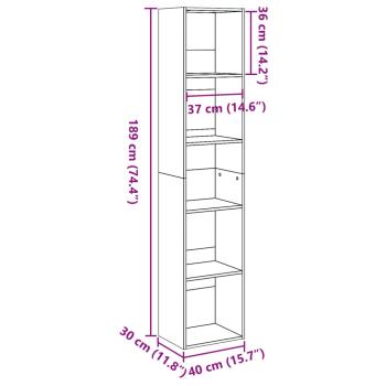 Bücherregal Räuchereiche 40x30x189 cm Holzwerkstoff
