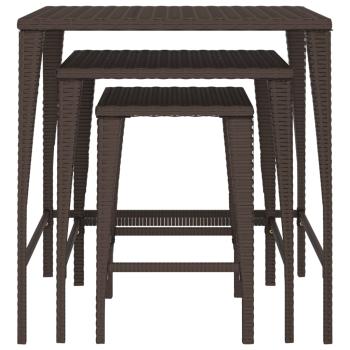 Garten-Satztische 3 Stk. Braun Poly Rattan