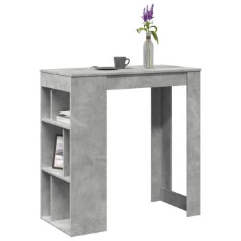 ARDEBO.de - Bartisch mit Regal Betongrau 102x50x103,5 cm Holzwerkstoff