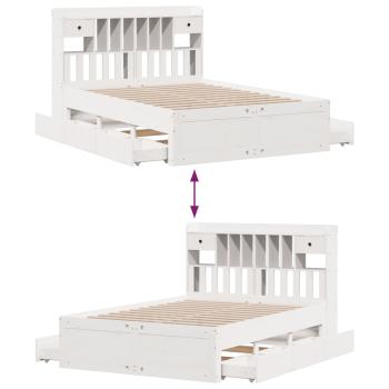 Massivholzbett mit Regal ohne Matratze Weiß 140x200 cm Kiefer