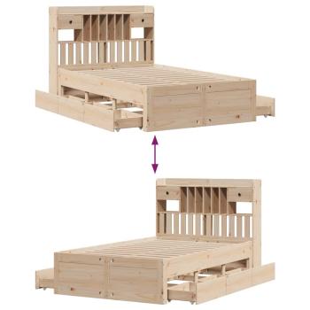 Massivholzbett mit Regal ohne Matratze 135x190 cm Kiefernholz