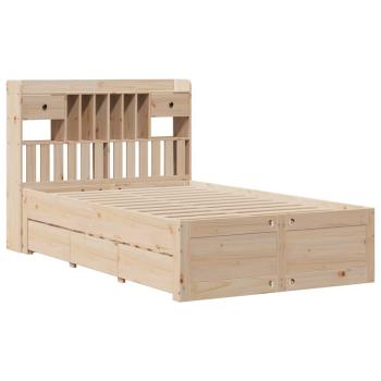 Massivholzbett mit Regal ohne Matratze 135x190 cm Kiefernholz