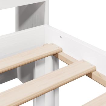 Massivholzbett mit Regal ohne Matratze Weiß 90x190 cm Kiefer