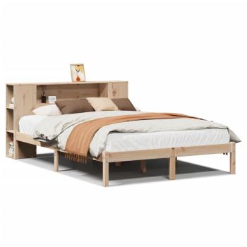 ARDEBO.de - Massivholzbett mit Regal ohne Matratze 135x190 cm Kiefernholz