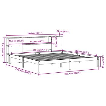 Massivholzbett mit Regal ohne Matratze 200x200 cm Kiefernholz