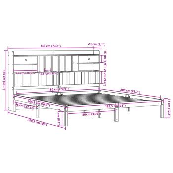 Massivholzbett mit Regal ohne Matratze 180x200 cm Kiefernholz
