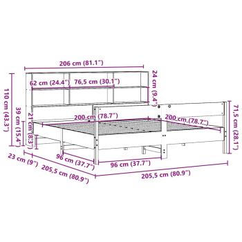 Massivholzbett mit Regal ohne Matratze Wachsbraun 200x200 cm