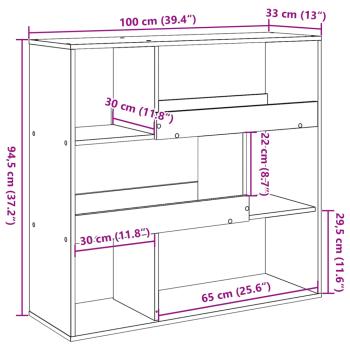 ARDEBO.de - Raumteiler Altholz-Optik 100x33x94,5 cm Holzwerkstoff