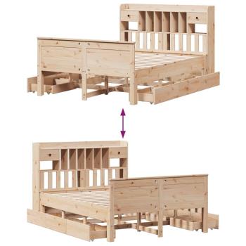 Massivholzbett mit Regal ohne Matratze 140x200 cm Kiefernholz