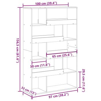 Raumteiler Grau Sonoma 100x33x156,5 cm Holzwerkstoff