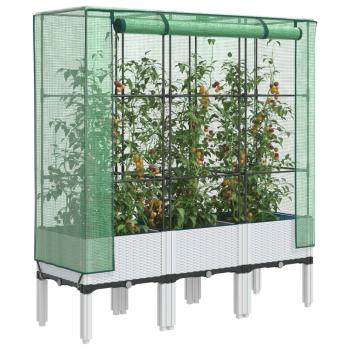 ARDEBO.de - Hochbeet mit Gewächshaus-Aufsatz Rattan-Optik 120x40x140 cm