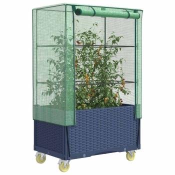 ARDEBO.de - Hochbeet mit Aufsatz und Rollen Rattan-Optik 80x50x182 cm