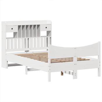 Massivholzbett ohne Matratze Weiß 135x190 cm Kiefernholz
