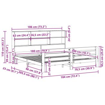 Massivholzbett ohne Matratze Weiß 180x200 cm Kiefernholz